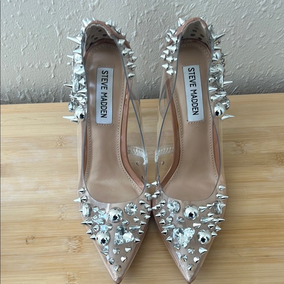 Steve Madden Silver and Tan Studded Women's Heels EUC - Picture 4 of 4